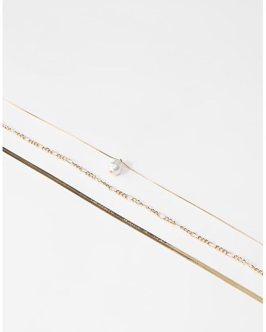 Pieces Natural Multi Chain Necklace With Pearl Detail