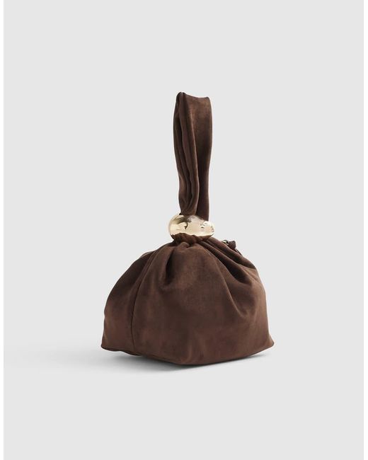River Island Brown Faux Suede Detail Clutch Bag