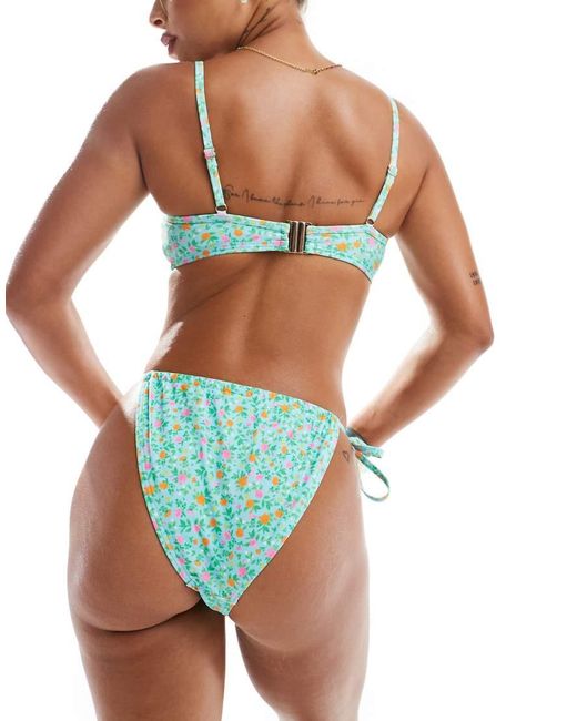 New Look White Ditsy Floral Tie Side Bikini Bottoms