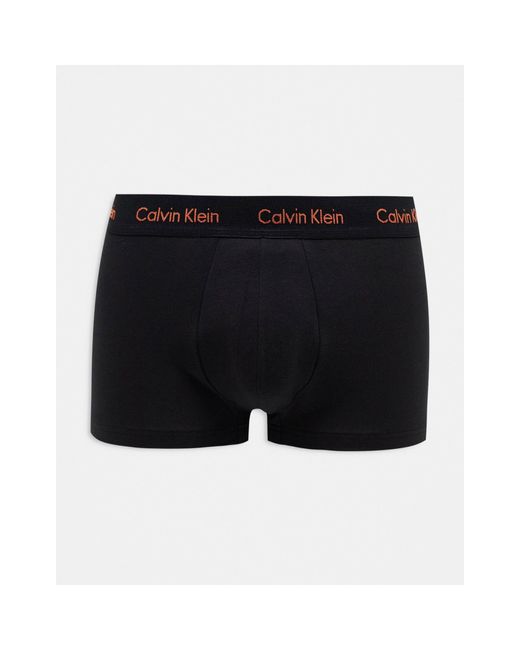 Calvin Klein Black 3-pack Low Rise Trunks With Contrast Logo Waistband for men