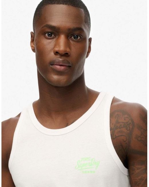 Superdry White Contrast Script Vest for men