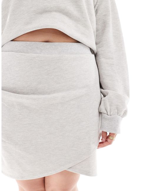 4th & Reckless White Exclusive Wrap Front Mini Sweat Skirt Co-Ord