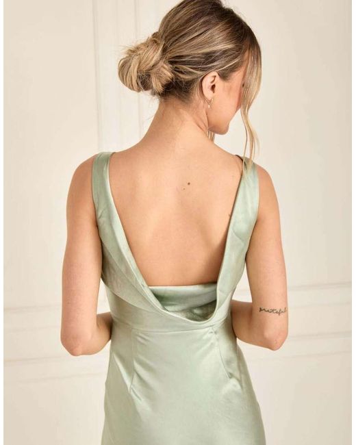 Six Stories Natural Cowl Back Satin Bridesmaid Dress