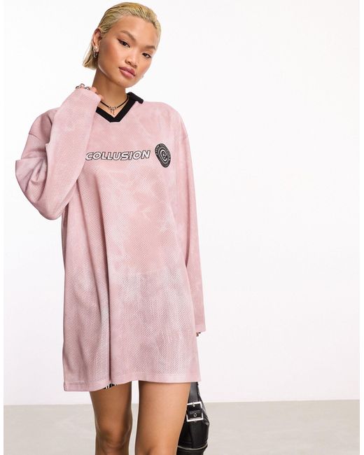 Collusion Pink Tie Dye Football T-shirt Mini Dress