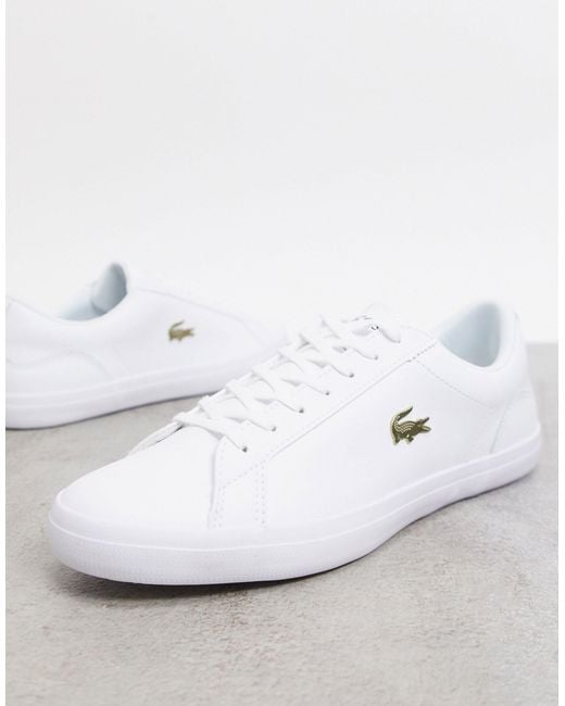 Lacoste White Lerond Gold Croc Sneakers for men