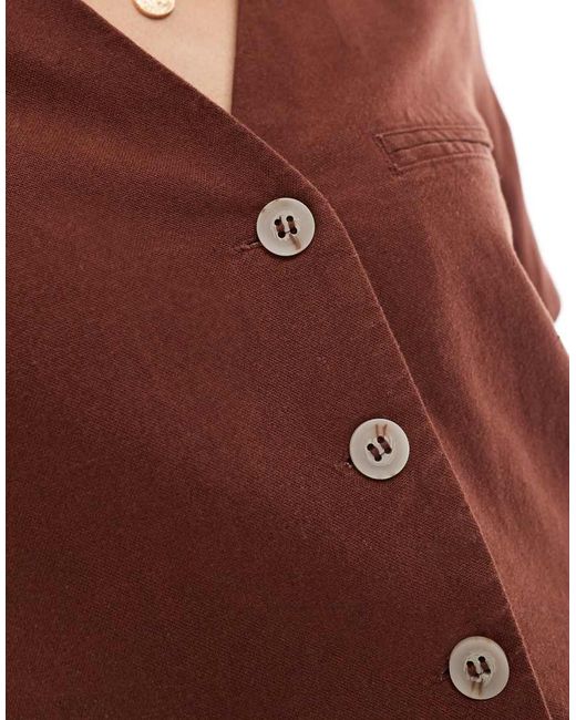 Vero Moda Red Linen Touch Short Sleeve Cropped Blazer Co-ord