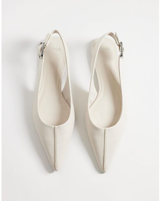 Mango White Flat Slingback Shoe