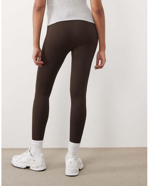 4505 Brown Maternity Seamless Baby Rib High Waist Gym Leggings