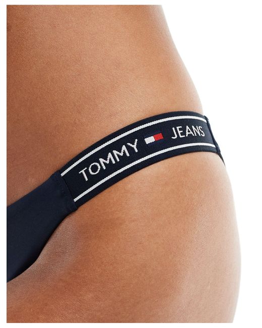 Tommy Hilfiger Blue Tommy Jeans Logo Taping High Leg Cheeky Bikini Bottom