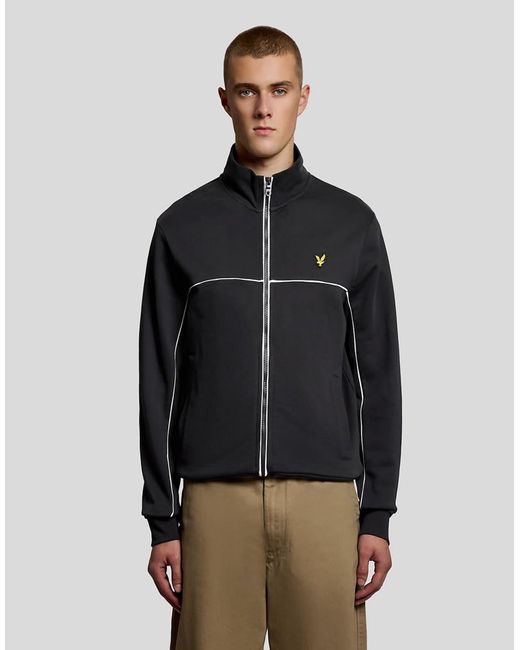 Lyle & Scott Black Mid Layers Piped Full Zip Track Top for men