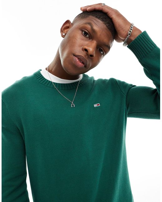 Essentials - maglione girocollo slim di Tommy Hilfiger in Green da Uomo