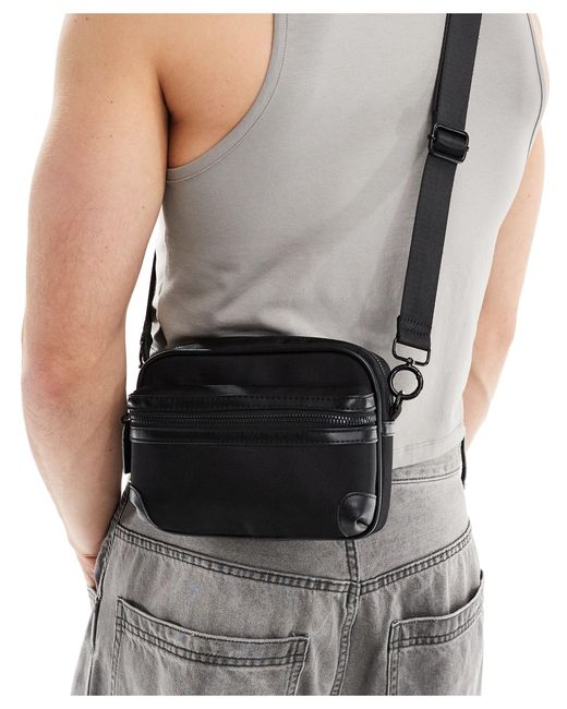 Bershka Gray Double Zip Cross Body Bag for men