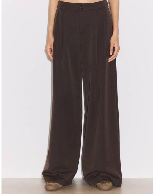 Stradivarius Brown Tall Wide Leg Smart Trousers With Darts