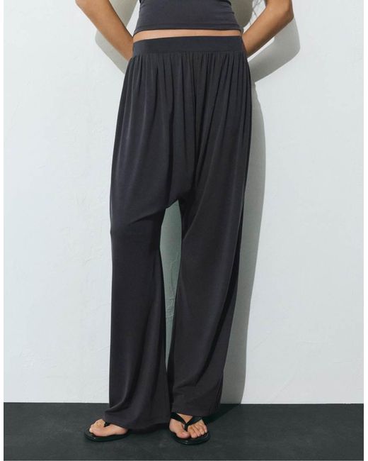 Pull&Bear Gray Relaxed Fit Cupro Trousers