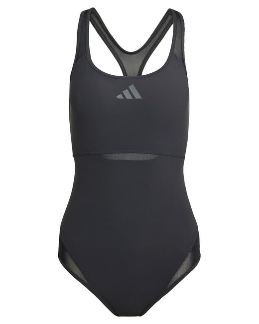 Adidas Originals Gray Lanelux Y-Back Mesh Swimsuit