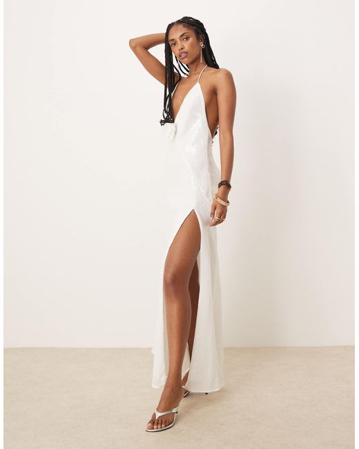 Bardot Natural – aradia – neckholderkleid mit pailletten