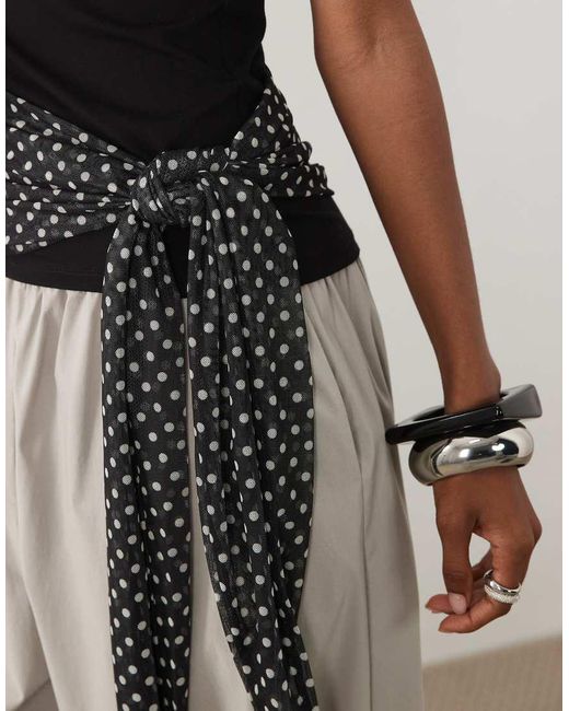 ASOS Black Off Shoulder Top With Ditsy Contrast Sarong