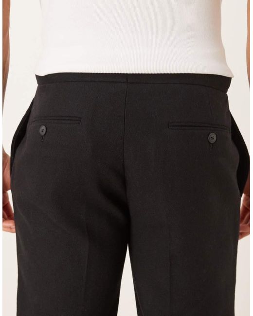 ASOS Black Tailored Straight Leg Pants With Wool Blend for men