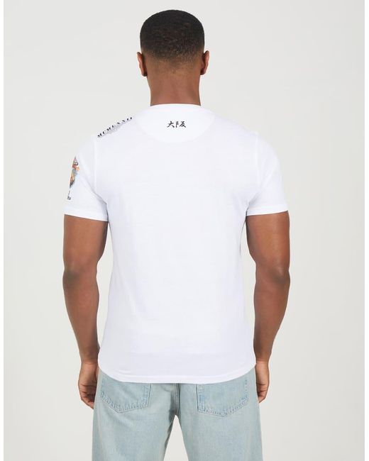 Brave Soul White Cotton Crew Neck Graphic T-Shirt for men