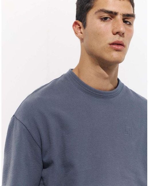 Pull&Bear Blue Short Sleeve Logo Sweatshirt for men