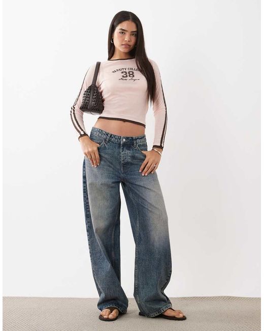 Cotton On Pink Long Sleeve Sporty Graphic Jersey Top