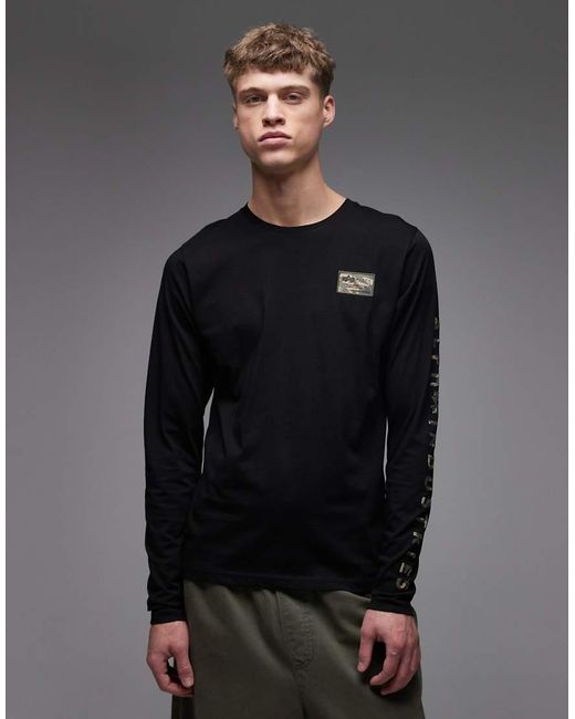 Alpha Industries Gray 100% Cotton Long Sleeve T-shirt With Chest And Sleeve Detail for men