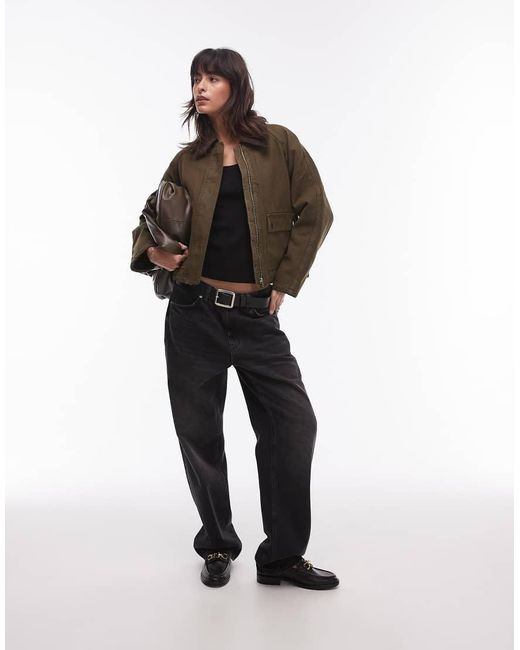 Mango Green Wax Collared Jacket