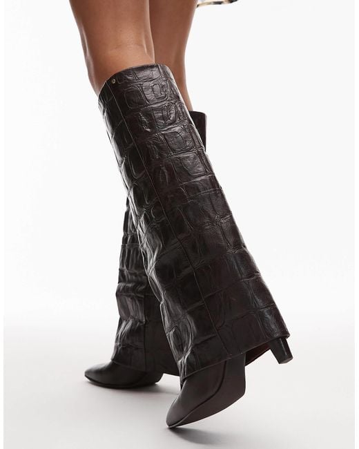 Bronx Black Fold Over Knee Boots