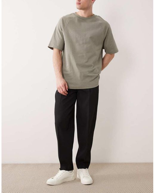 ASOS Natural Tailored Oversized Tapered Comfort Ribbed Trousers for men