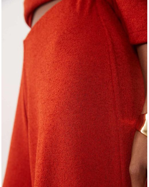 ASOS Red Textu Crochet Jersey Wide Leg Trouser Co-ord