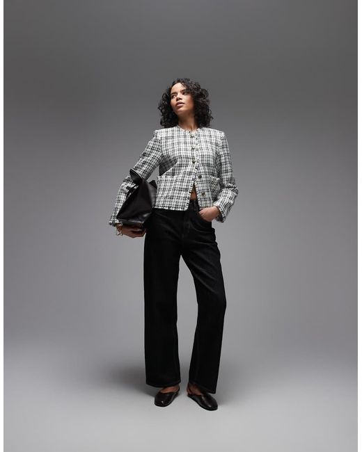 ASOS Gray Button Through Cropped Blazer