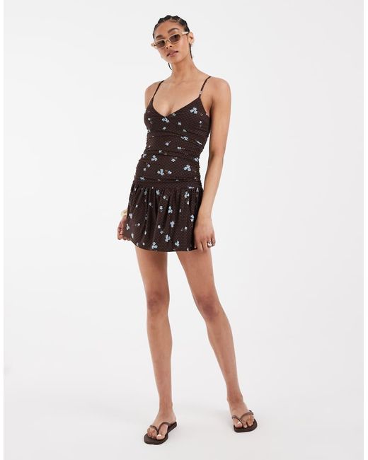 Hollister Black Strappy Lace Trim Babydoll Mini Dress