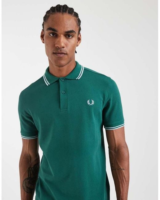 Fred Perry Green Twin Tipped Polo Shirt for men