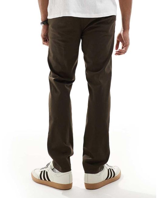 Threadbare White 'Castello' Cotton Slim Fit Chino Trousers With Stretch for men