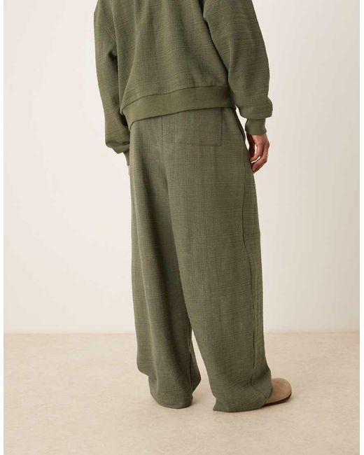 Joggers Caquis De Corte Globo Extragrande De Tejido Efecto Lino De -Verde ASOS de hombre de color Green