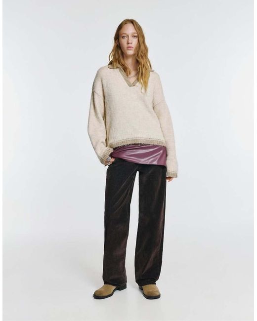 Pull&Bear Sweater Met Polokraag in het White