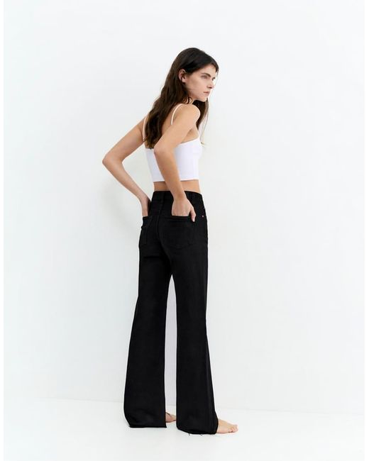 Pull&Bear Black Tall Straight Wide-Leg Jeans