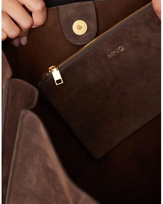 Mango Brown Leather Shouder Bag With Inner Pocket Bag