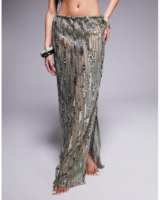 South Beach Gray – maxi-strandrock aus netzstoff