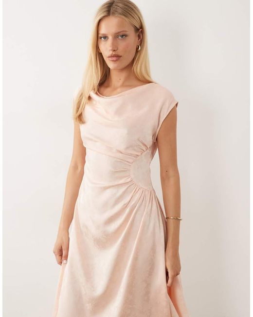 Vero Moda Natural Sleeveless Cowl Neck Ruched Detail Maxi Dress