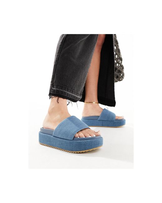 Festival - sandali flatform denim di ASOS in Black