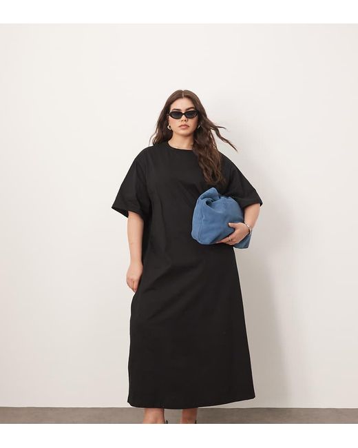 ARRANGE Black Curve Premium Heavyweight T Shirt Midi Dress