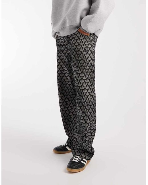 Adidas Originals Gray Denim Loose Monogram Pants for men