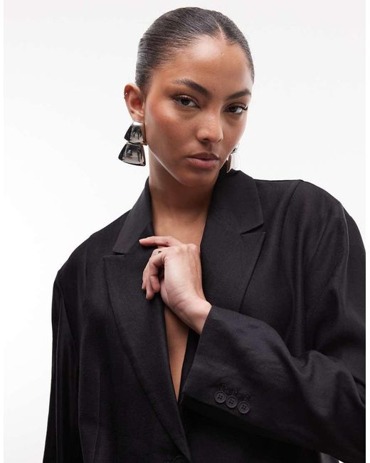 AllSaints Black Charley Co-Ord Tailored Linen Blend Blazer