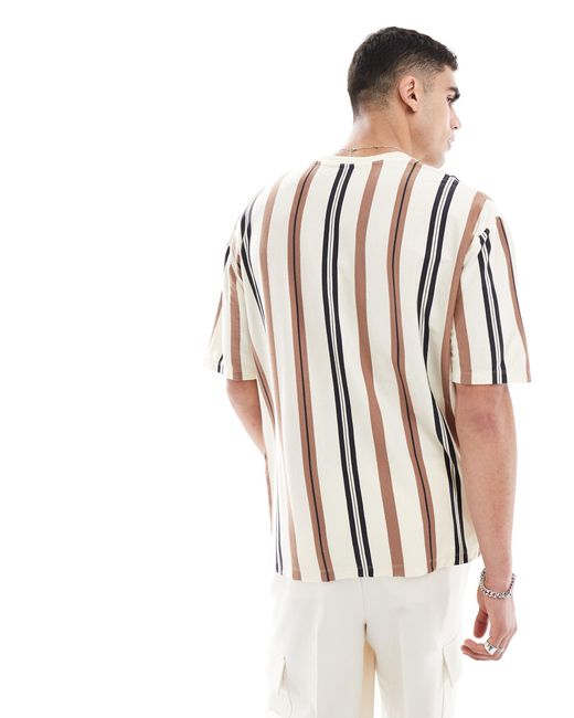 ASOS – oversize-t-shirt mit längsstreifen in White für Herren