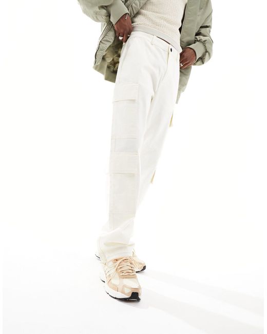 ASOS Straight Cargo Trousers in White for Men Lyst