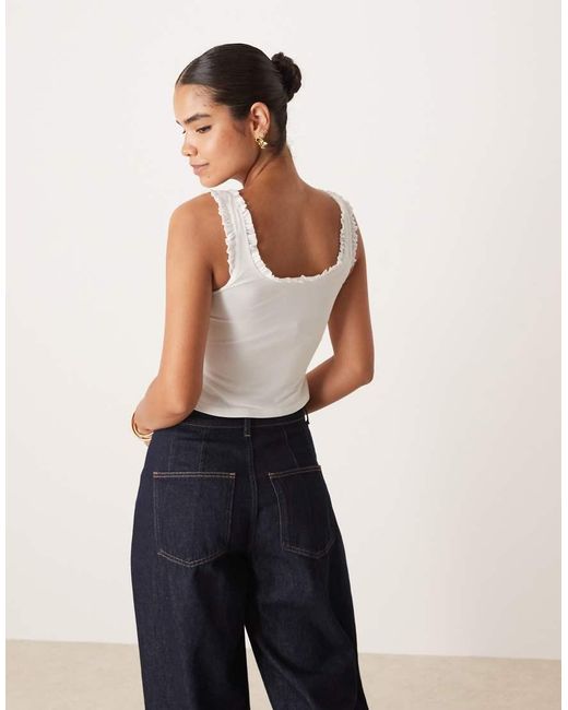 ASOS White Milkmaid Button Front Crop Top