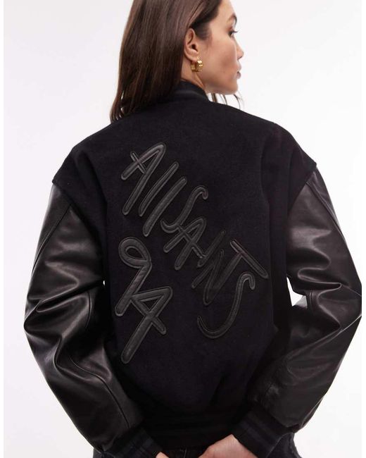 AllSaints Black Versity Bomber