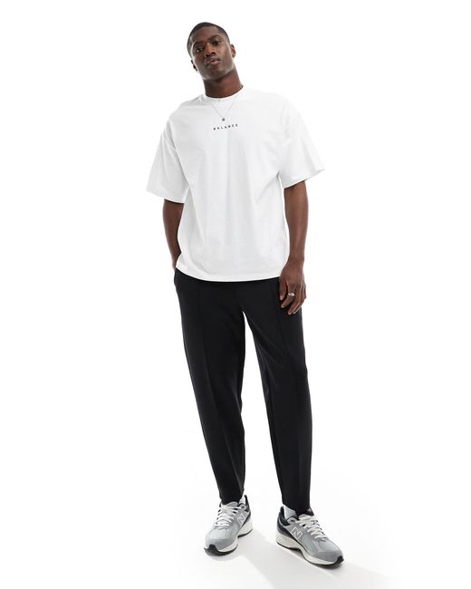 SELECTED White Oversized Heavy Weight T-shirt With Balance Backprint for men