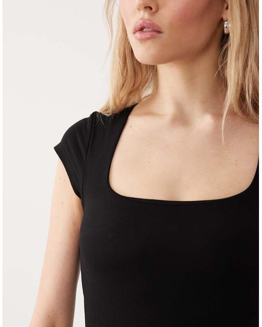 Miss Selfridge Blue 2 Pack Cap Sleeve Square Neck Bodysuit
